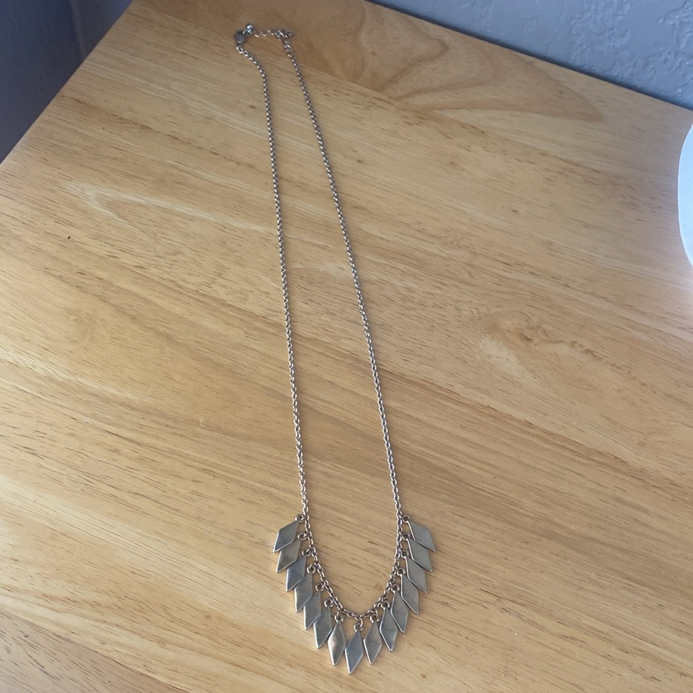 Dainty fringe silver tone banner necklace - Picture 6 of 7